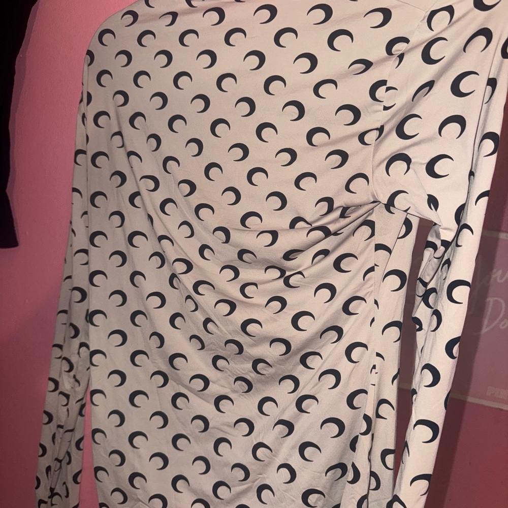 Marine Serre White and Black Crescent Moon Blouse